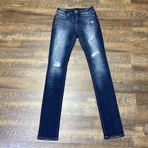 Buckle Black Fit No. 93 Skinny Jeans Women Size 27 x 36 Stretch Distressed Blue